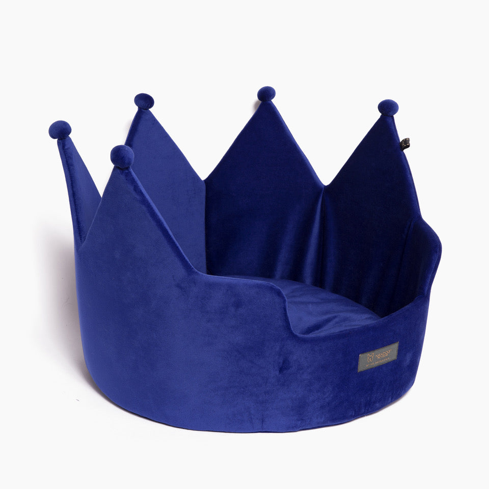 NANDOG Crown Bed Micro-Plush Bling Collection Dog & Cat Bed - Royal Blue