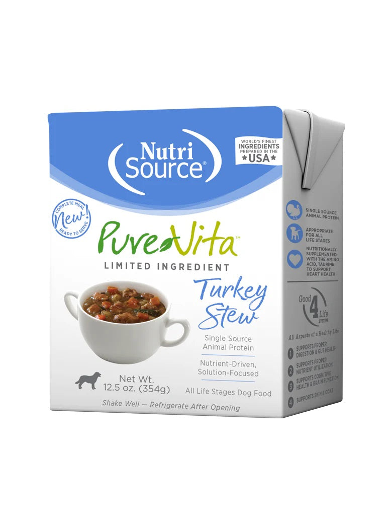 PureVita Grain Inclusive Turkey Stew Tetra Pak Wet Dog Food - 12.5 oz