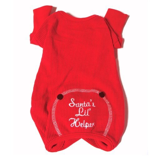 Doggie Design Santa's Lil Helper Embroidered Pajamas for Dogs, Large