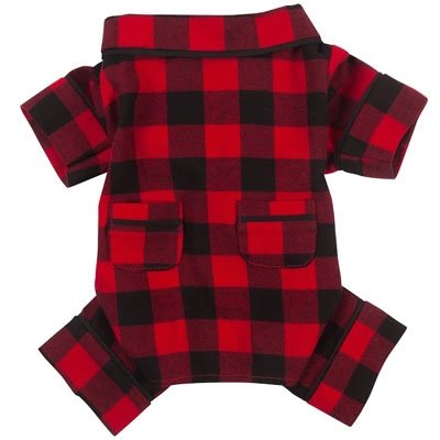 Fab Dog Flannel Dog Pajamas, 10" Length, Buffalo Check