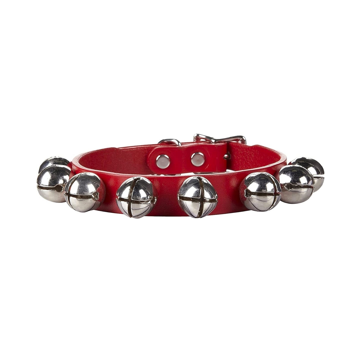 Auburn Leather Red Jingle Bells Christmas Pet Dog Collar 5/8" x 16"