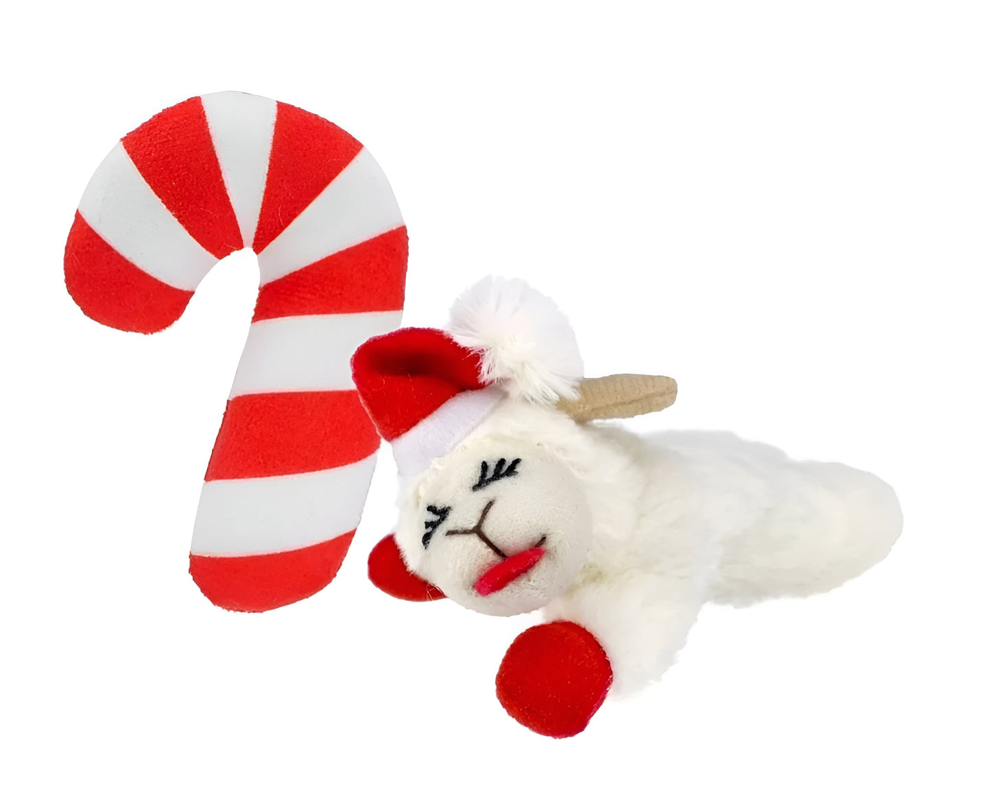 Multipet Lamb Chop Holiday Candy Cane Cat Toy-2Pk