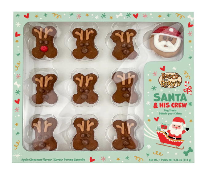 Midlee Santa & His Reindeer Christmas Dog Cookie Treats