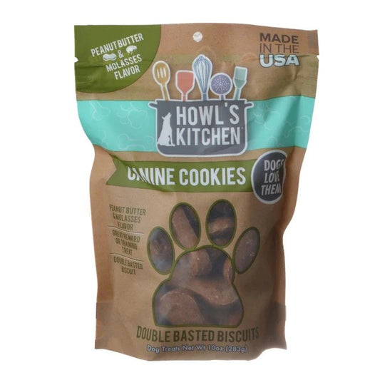 Howl's Kitchen Canine Cookies Double Basted Biscuits - Peanut Butter & Molasses Flavor (10 oz)