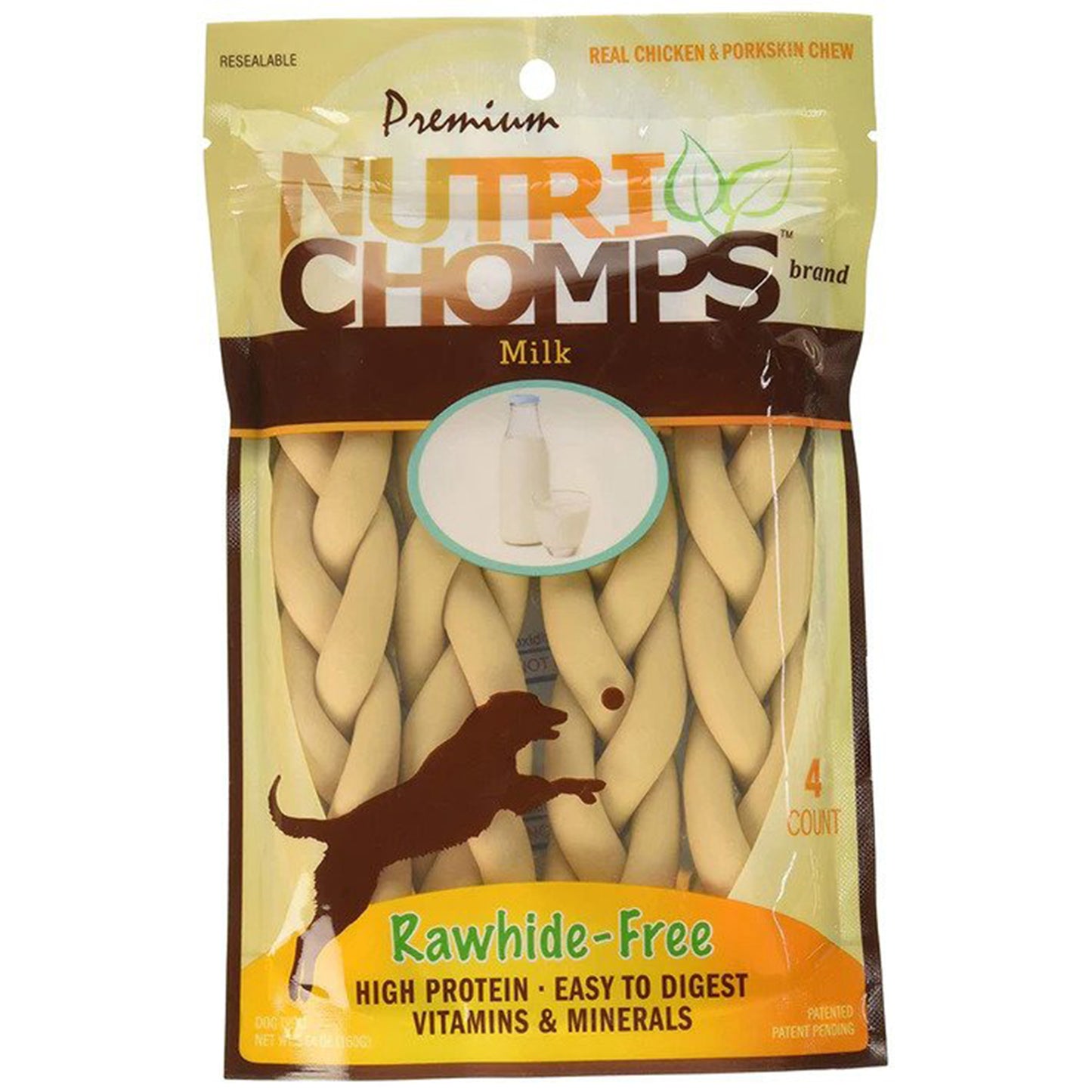 Premium Nutri Chomps Milk Flavor Braid Dog Chews - Small