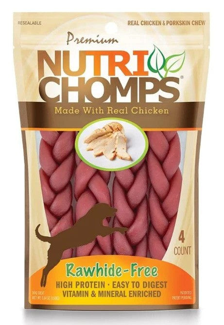 Premium Nutri Chomps Chicken Flavor Braids - 4 Count