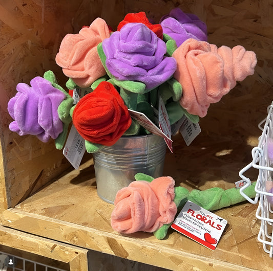 FouFIT Hide 'n Seek Florals Plush Rose Valentine's Toy for Dogs - Purple