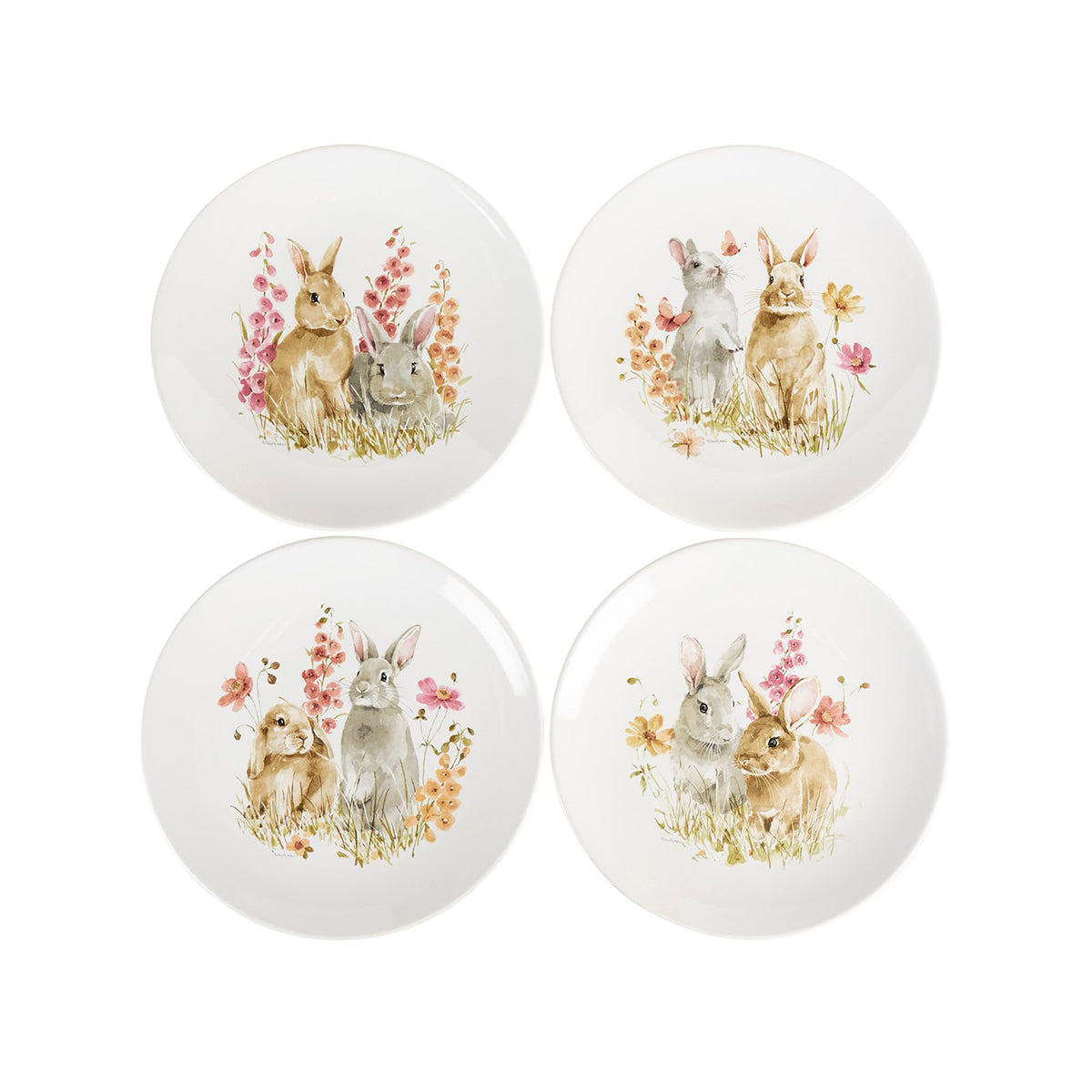 Primitives by Kathy Flower Bunnies Plate Set