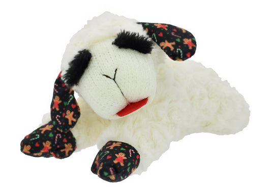 MultiPet Lamb Chop Christmas Dog Toy- Gingerbread Print -10.5"