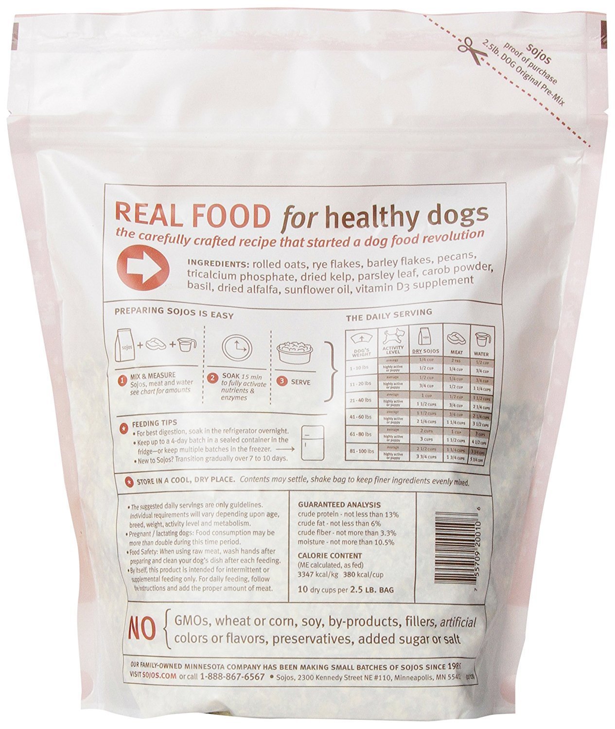 Sojo's Original Ready-To-Mix Dog Food 2.5 pounds