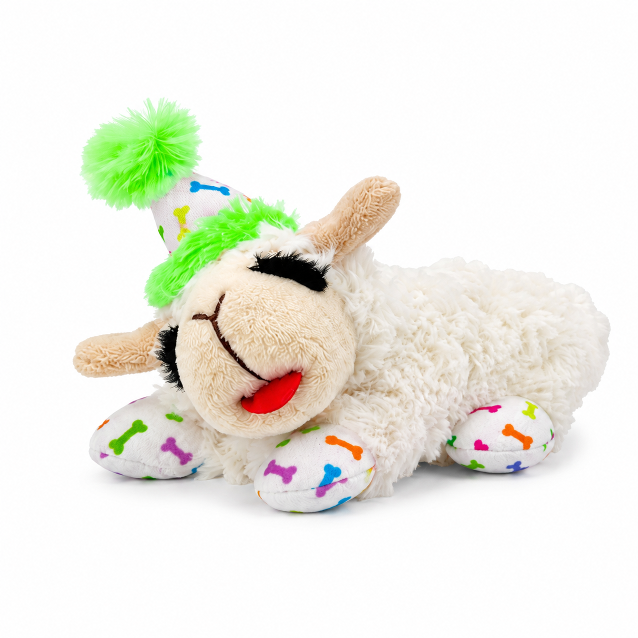 Multipet Lamb Chop with Birthday Hat Dog Toy - 6"