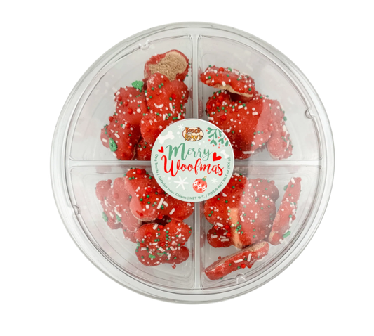 Sprinkled Small Bones Red Christmas Dog Treats Platter