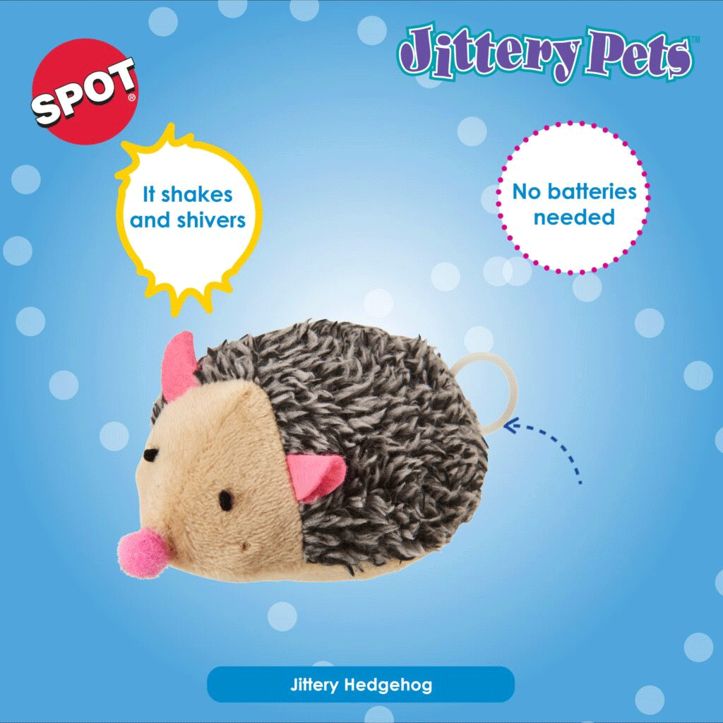 Ethical/Spot Plush Jittery Hedgehog 3" Cat Toy