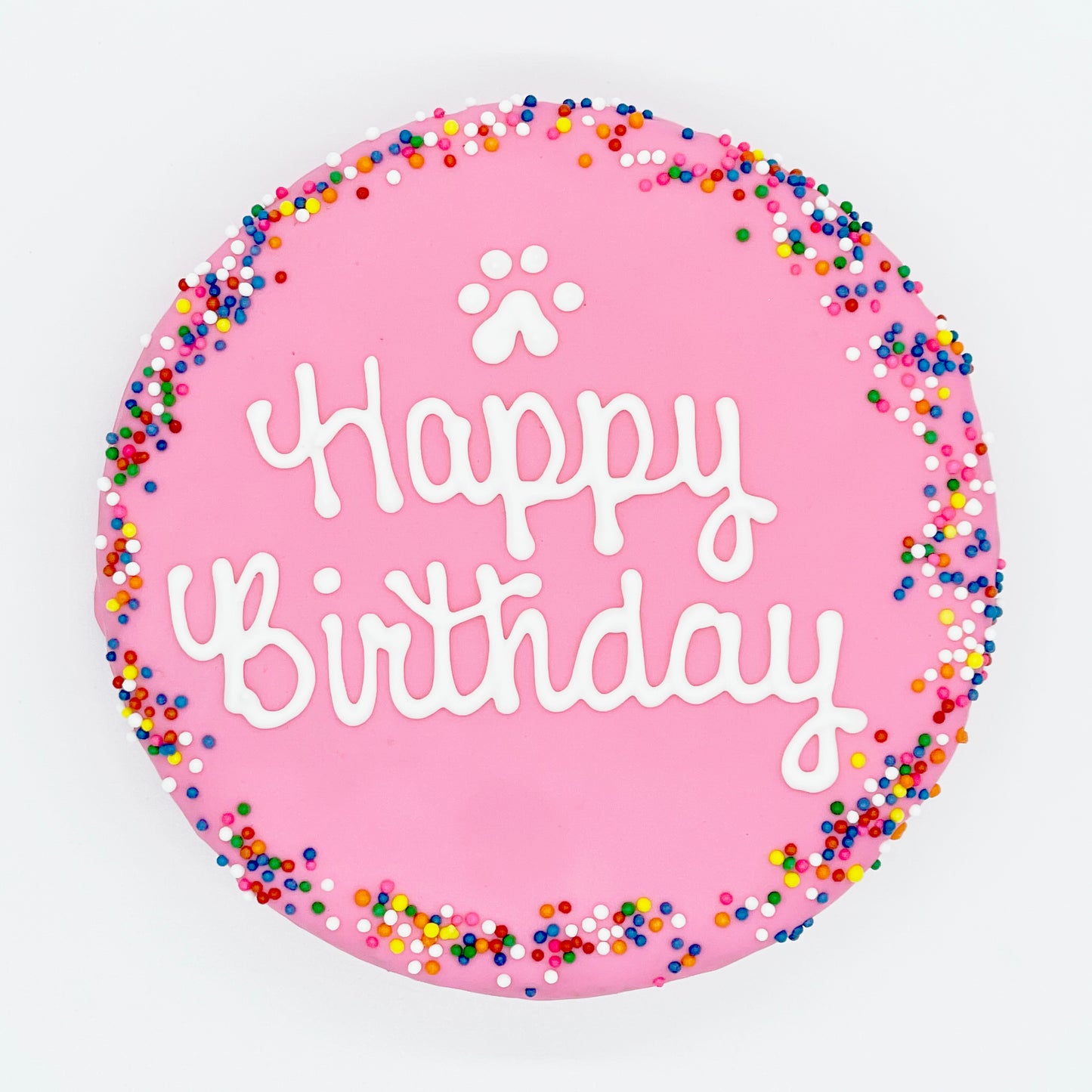 Sprinkle Pink Happy Birthday Dog Cake