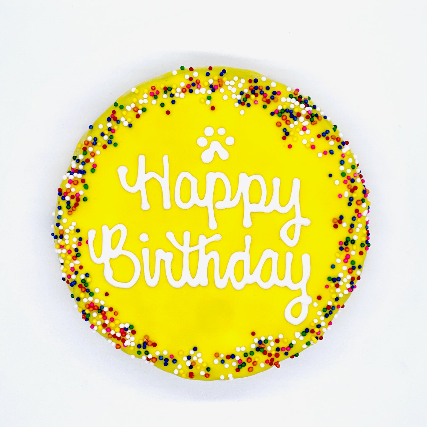 Yellow Happy Birthday Dog Cake