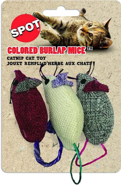 Spot Colored Burlap Mice Catnip Cat Toy - Assorted Colors