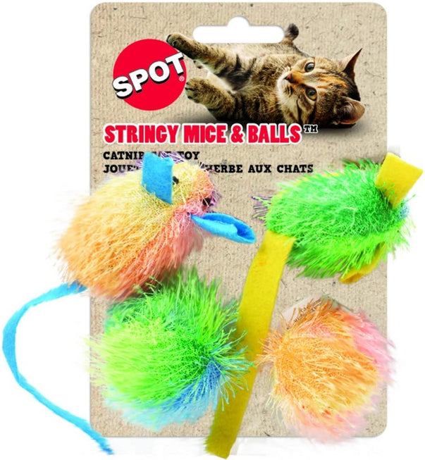 Spot Spotnips Stringy Mice & Balls Catnip Toy - 4 Pack