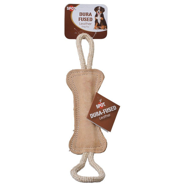 Spot Dura-Fused Leather Bone Tug Dog Toy - 18"