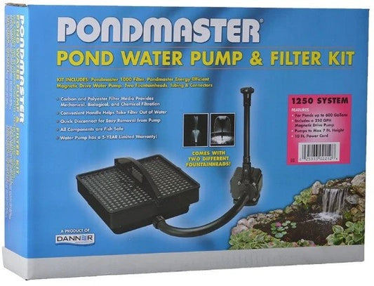 Pondmaster Garden Pond Filter System Kit - Model 1250 (250 GPH)- DS