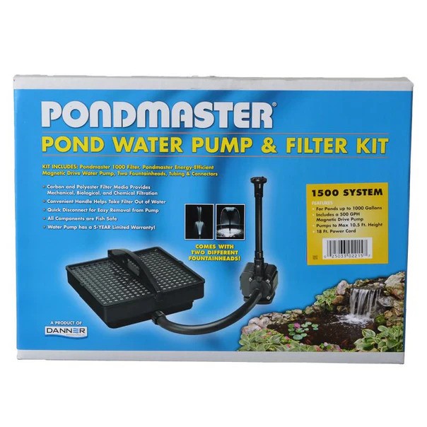 Pondmaster Garden Pond Filter System Kit - Model 1500 (500 GPH)- DS