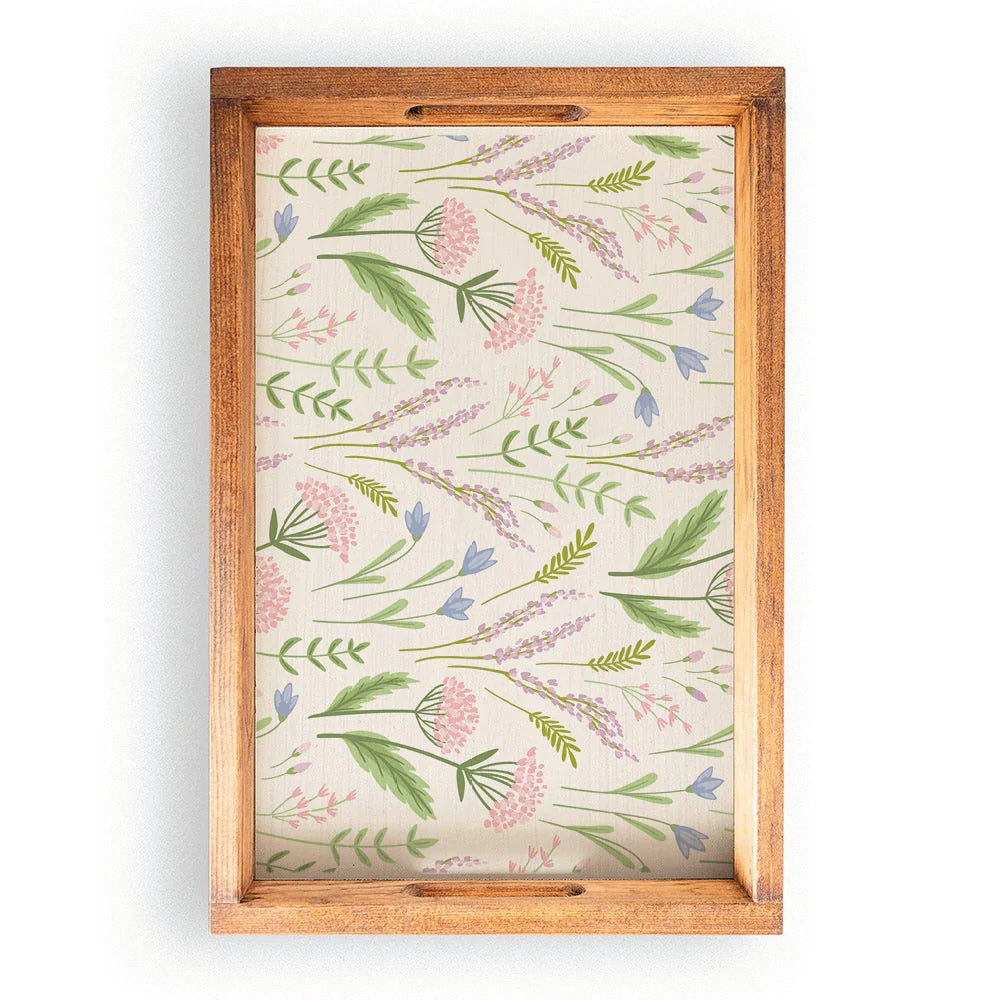 Rustic Marlin Spring Florals Welcome Wooden Serving Trays