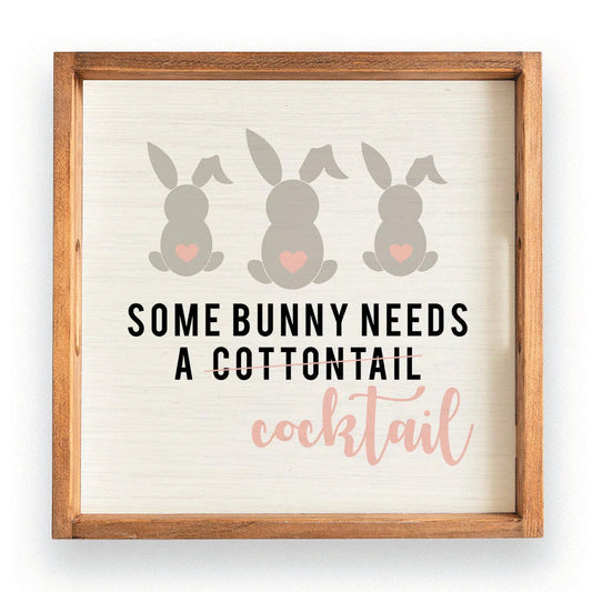 Rustic Marlin Some Bunny Needs a Cocktail Easter Wooden Serving Tray