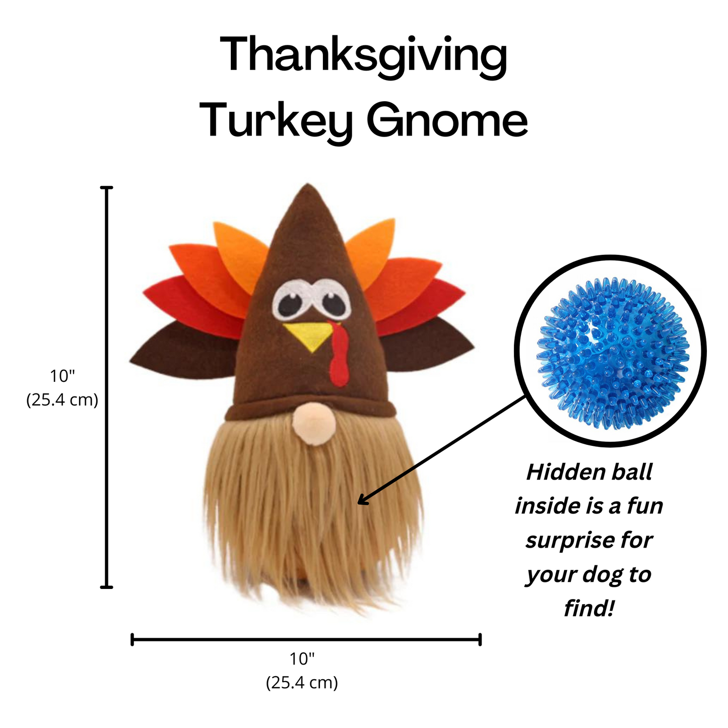 Midlee Thanksgiving Gnome Dog Toy with Hidden Ball
