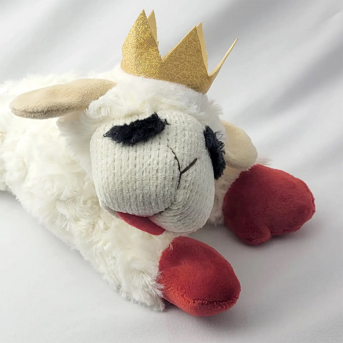 Multipet Lamb Chop with Crown 10.5" Plush Dog Toy - Medium