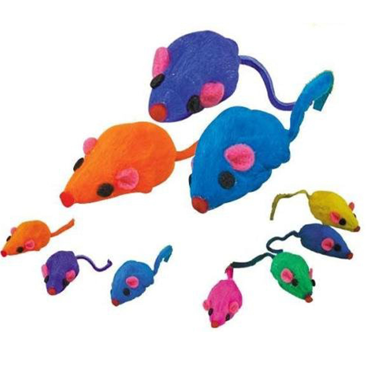 Zanies 20 x Cat Toy Rainbow Fur Mice That Rattle