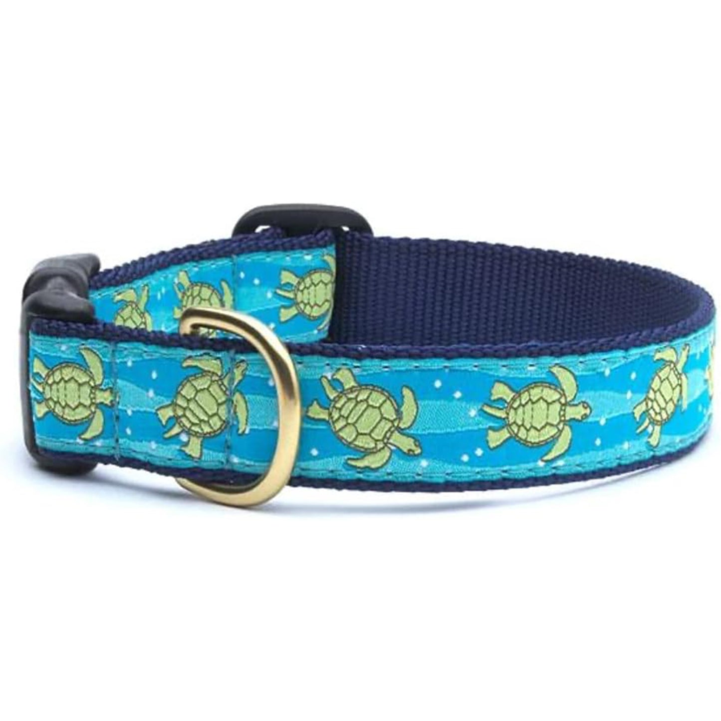 Up Country Sea Turtle Pattern Dog Collars and Leashes - Large (15 to 21 Inches) 1 Inch Wide Width)