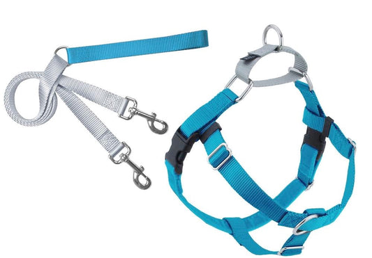 Freedom No Pull Velvet Lined Dog Harness and Leash Training Package Turquoise XL