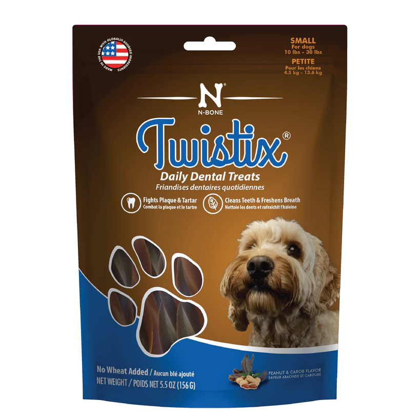 Twistix Wheat Free Dog Treats - Peanut Butter & Carob Flavor 5.5oz