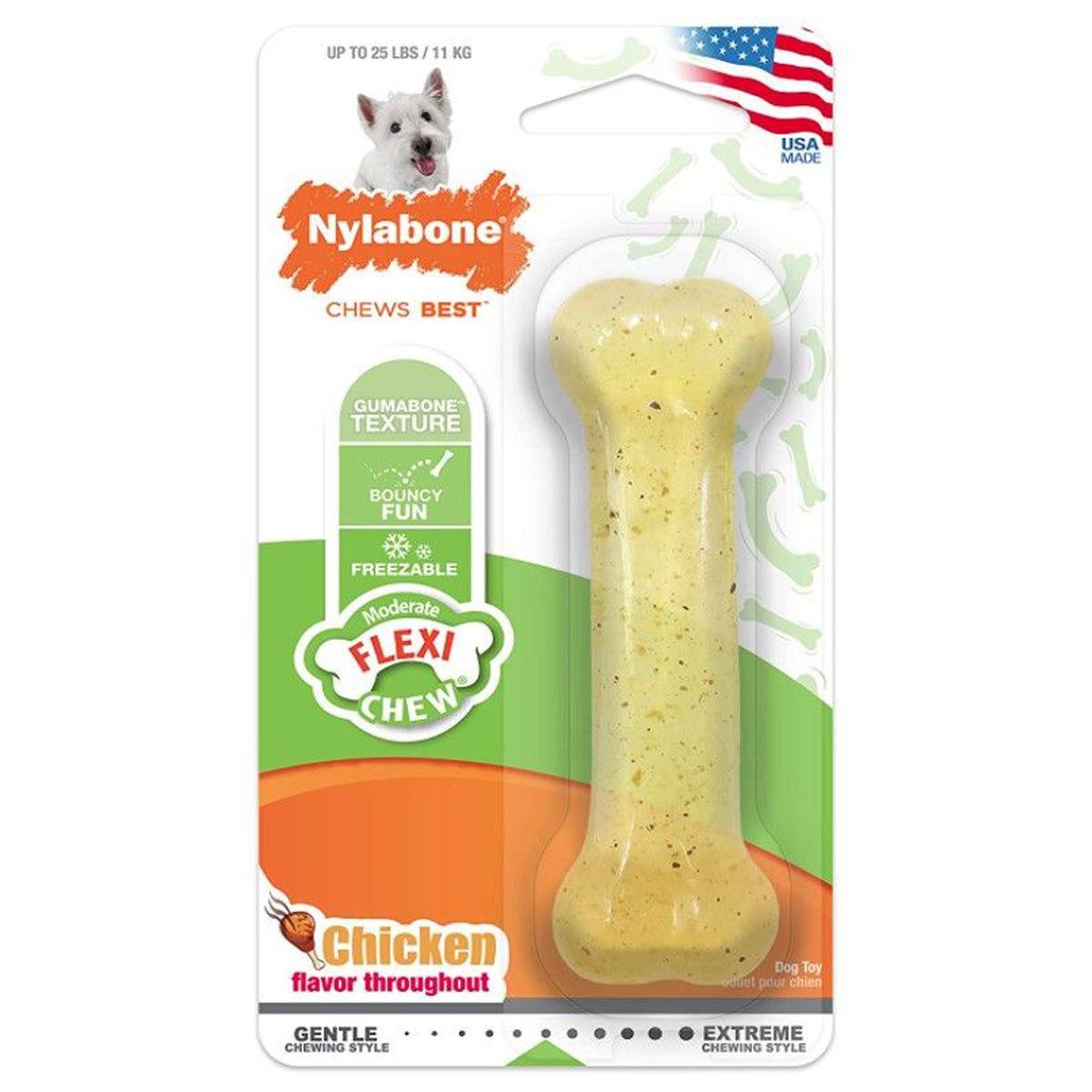 Nylabone Flexi Chicken Flavor Chew Dog Bone- Regular (1 Pack)