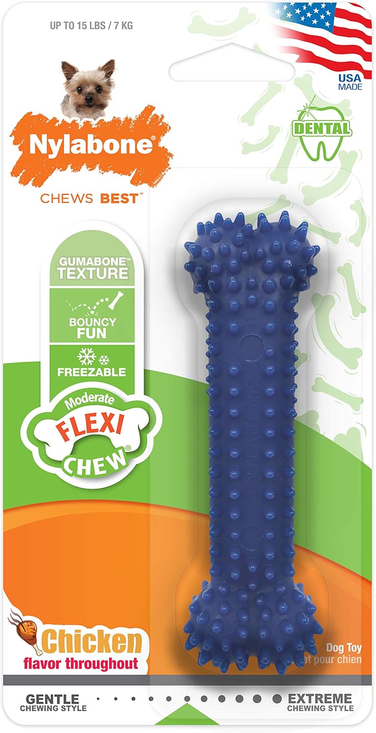 Nylabone Dental Chew Dog Bone - Chicken Flavor(Petite)