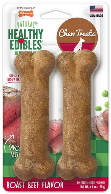 Nylabone Healthy Edibles Wholesome Roast Beef Flavor Dog Chews - Wolf(2 Pack)