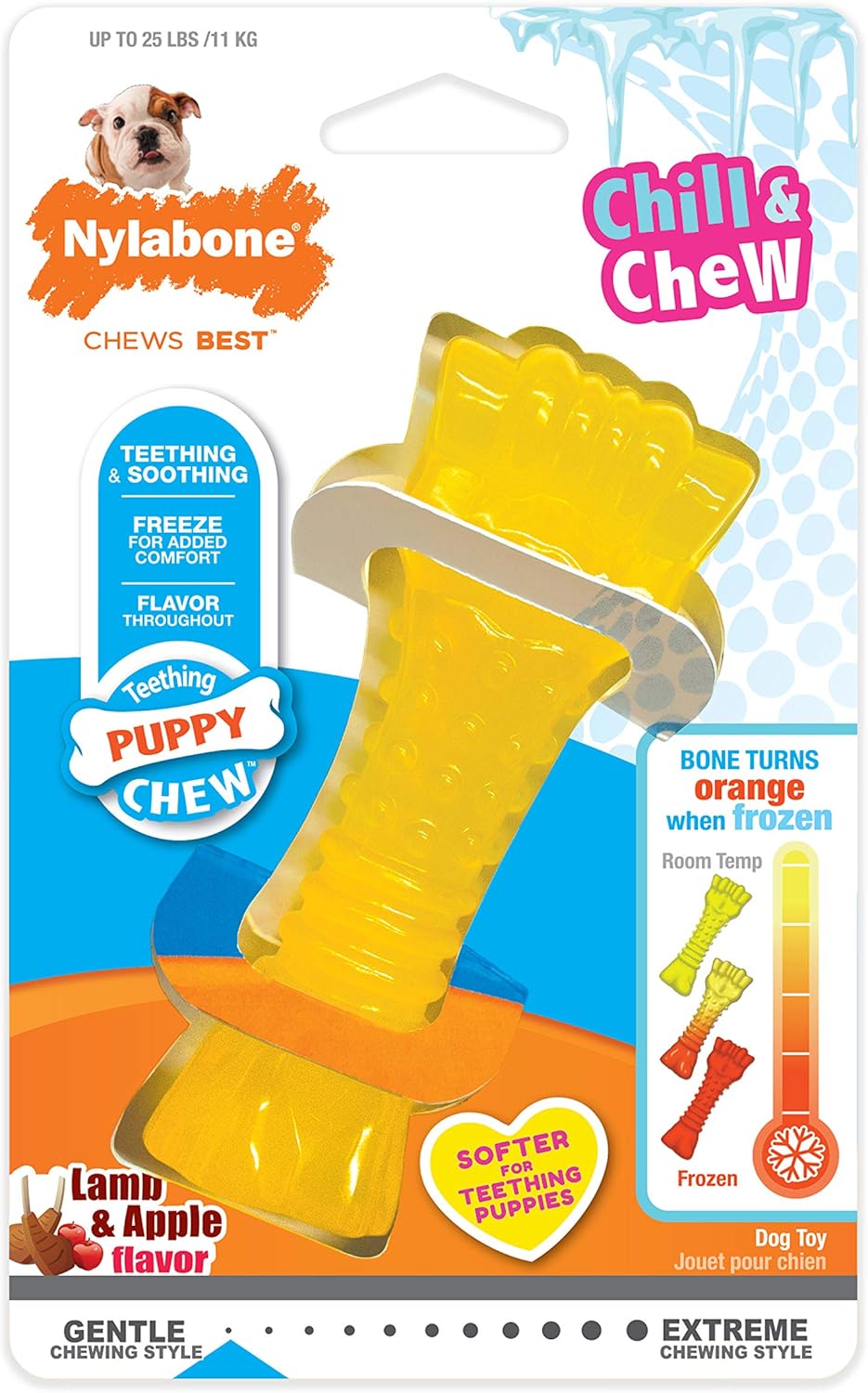 Nylabone Puppy Chew Color Changing Chill N Chew Bone - Mini Souper
