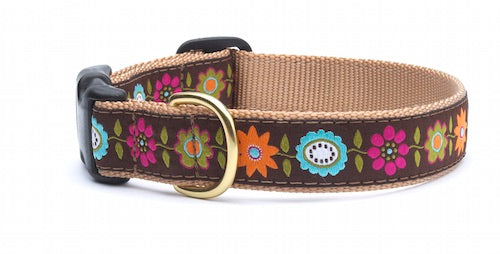 Up Country Bella Floral 1" Wide Dog Collar- Large 15"-21"