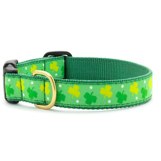 Up Country Shamrock Pattern Dog Collar - X Large (18 to 24 inches) 1 inch Wide Width