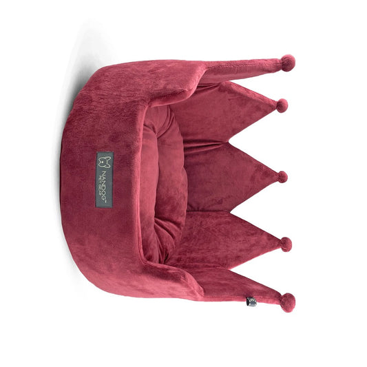 Nandog Pet Gear Crown Bed Micro Plush Dog Bed - Burgundy