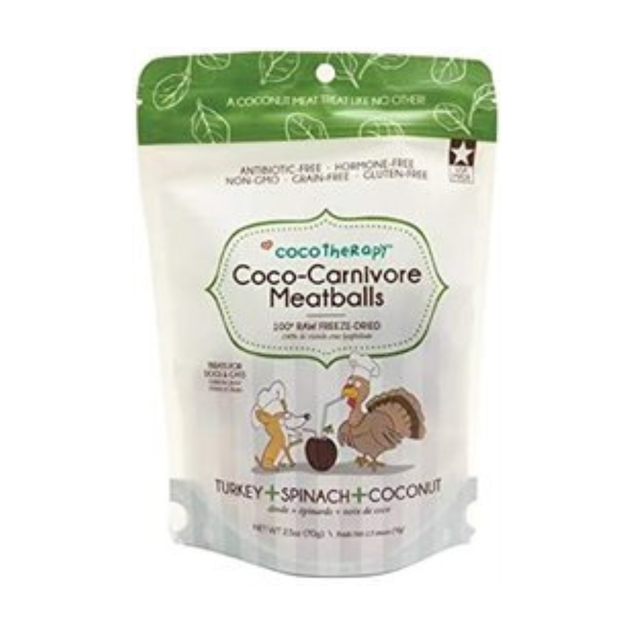 CocoTherapy Coco-Carnivore Meatballs Dog Treats, Turkey + Spinach + Coconut