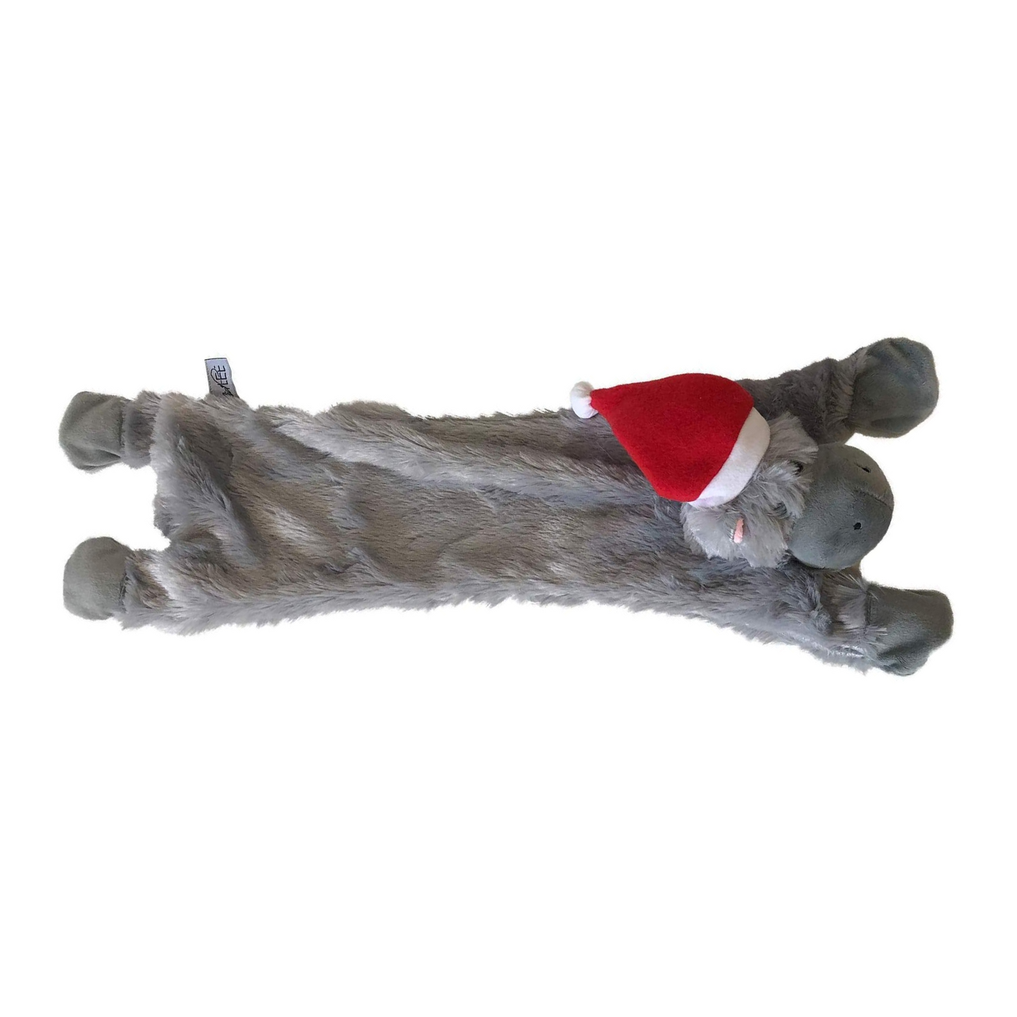 Midlee Hippo Stuffingless Christmas Dog Toy with Santa Hat