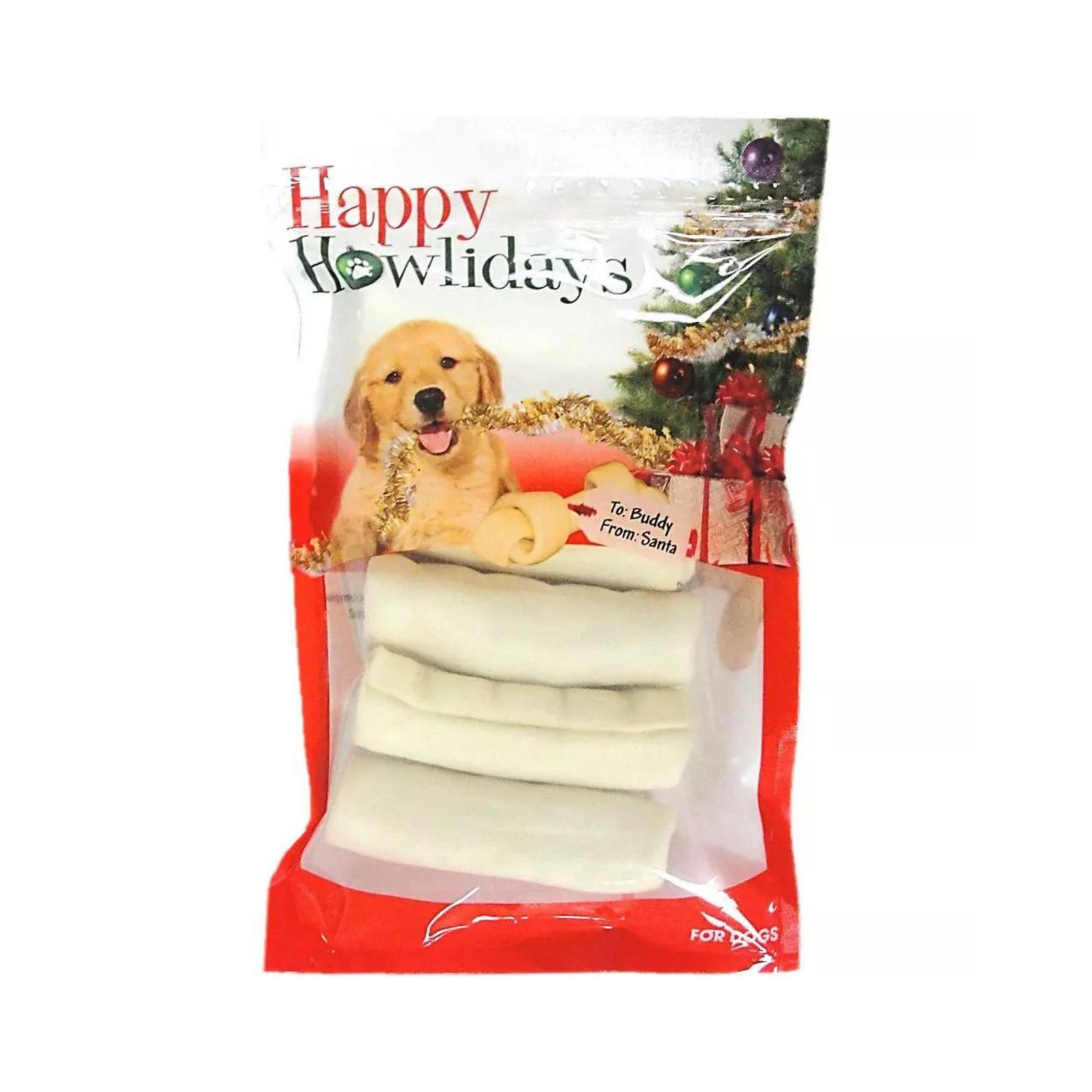 Pet Factory Happy Howlidays American Beefhide Rolls 6pk 4-5"