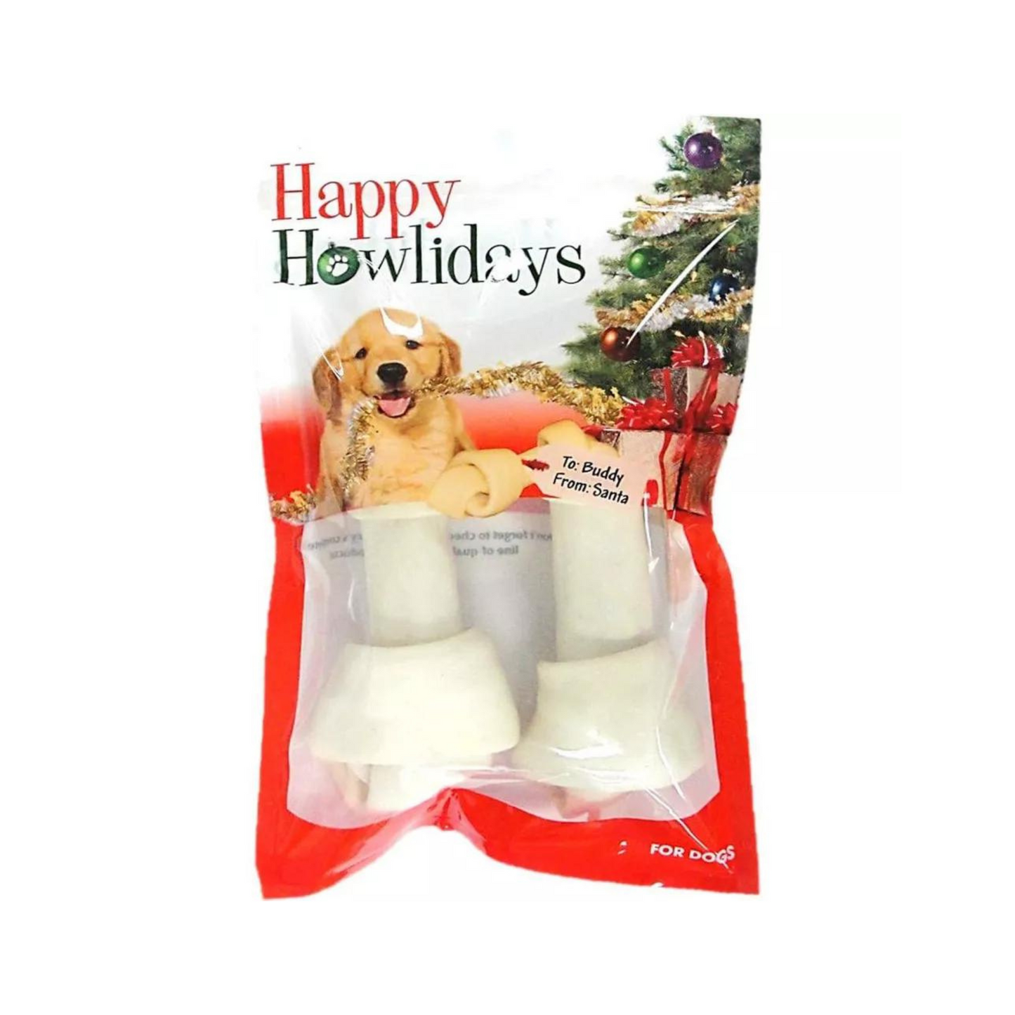 Pet Factory Happy Howlidays American Beefhide Dog Bones 2pk 6-7"