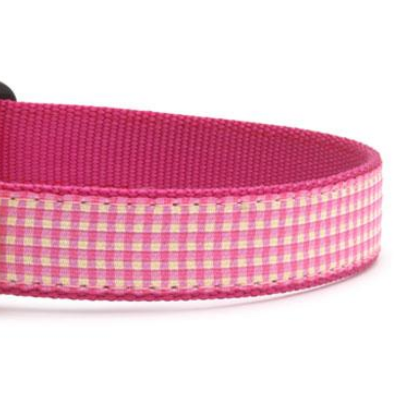 Pink Gingham Quick Release Dog Collar (Large (15-21 Inches) - 1 In Width)