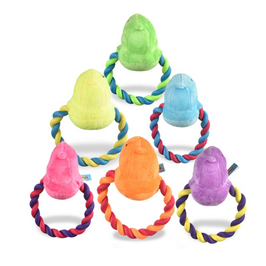 Peeps Squeaky Rope Dog Toys (Blue Chick)