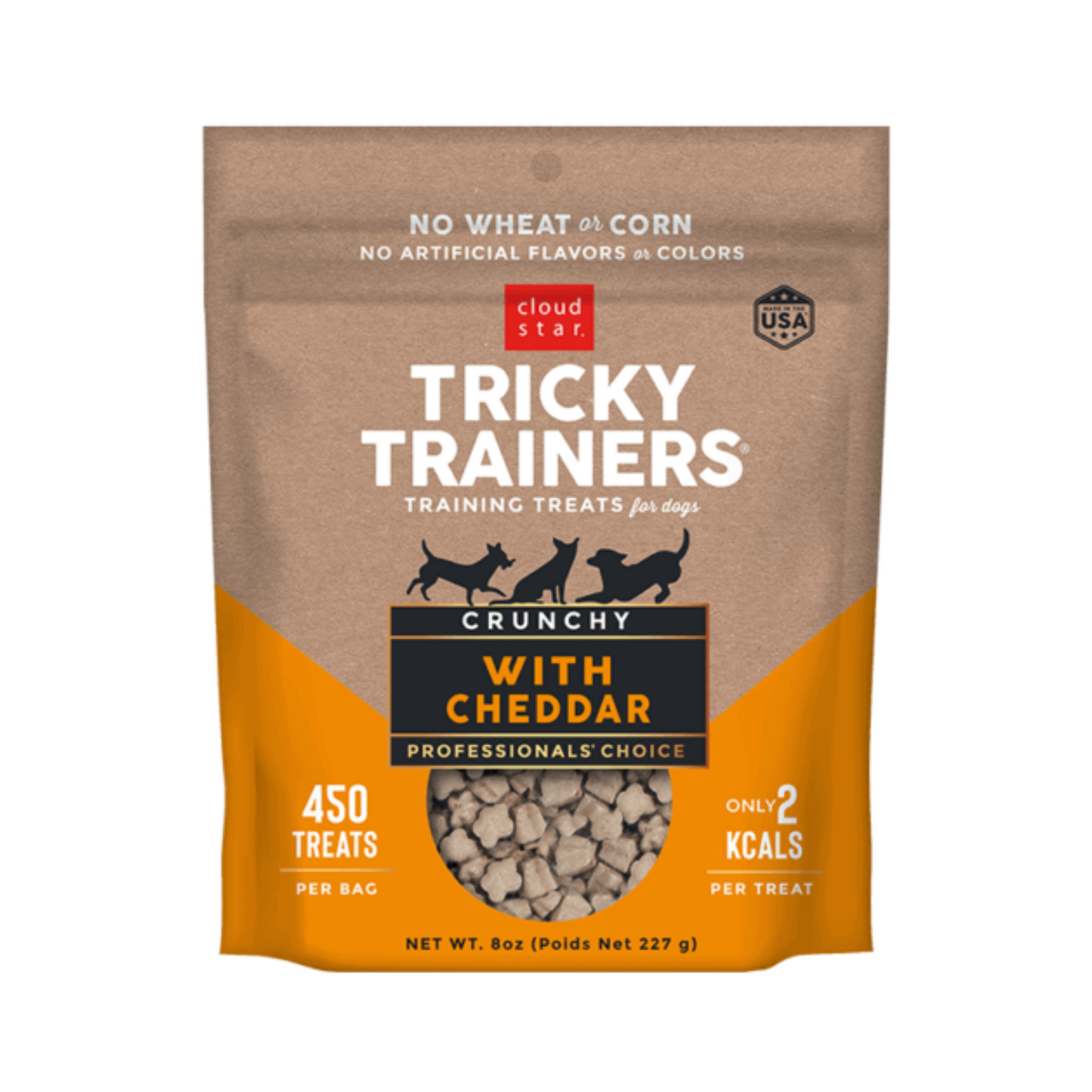 Cloud Star Crunchy Tricky Trainers Cheddar Flavor Training Treats for Dogs (3 Pack) 8 oz Each