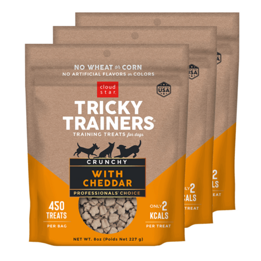 Cloud Star Crunchy Tricky Trainers Cheddar Flavor Training Treats for Dogs (3 Pack) 8 oz Each