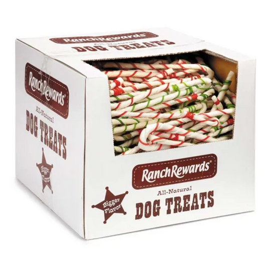 Ranch Rewards 250-Piece Raw Hide Candy Cane Bulk Box, 8-Inch