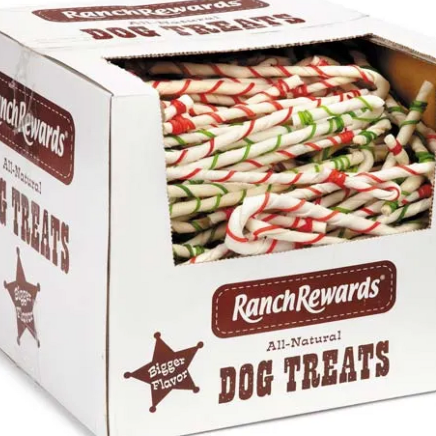 Ranch Rewards 250-Piece Raw Hide Candy Cane Bulk Box, 8-Inch