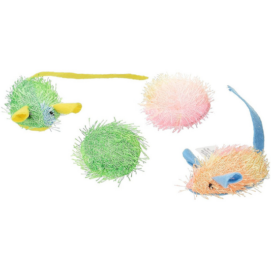 Spot Spotnips Stringy Mice & Balls Catnip Toy - 4 Pack